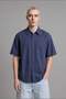 100% Cotton Boxy Fit Printed Gabardine Short Sleeve Beige Shirt I3053Ax26Hs - 3