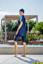 Navy Blue Robal Half Sleeve Hijab Swimsuit - 2