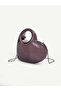Black Shk320 Heart Shaped, Metallic Look, Evening Dress, Clutch, Hand and Shoulder Bag - 2