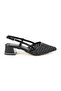 Women's Knitted Patterned Heeled Shoes Pointed Toe Short Thick Heel Slingback Stylish Jurdan Sole 085K1104 - 2