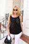 Plus Size Strappy Blouse with Stone Detail - 4