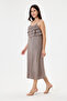Mink Italian 100% Linen Dress with Tassel Collar and Adjustable Straps, Size 38 - 44 - 3