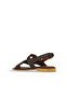 Brown Leather-Suede Women's Flat Sandals - 4