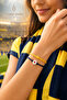 Set of 2 Yellow Navy Blue Heart Macrame Fan Bracelets Adjustable Unisex - 2