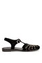 26By226.M889 Women's Genuine Leather Flat Sandals Black - 2
