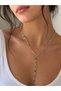 Women's Multi-Color Stone-Detail Y Model Gold Necklace - 3