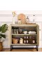 - Rattan Buffet Cabinet with 2 Doors, Farmhouse Console Table with Storage, Decorative Entryway Table, Kitchen Cabinet for Living Room, Hallway, Dining Room, Natural - 6