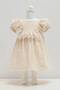 Baby Girl Beige Muslin Dress 100% Cotton – Lace Detailed Ruffle Summer Dress - 4