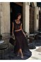 Premium Lined Guipure Lace Crop Top and Midi Skirt Two-Piece Set - 3