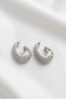 Shining Stone Evening Dress Ellipsse Hoop Earrings 3 Cm. - 2