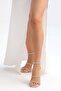 Women's Hologram Trio Three-Strap Waterway Stone Ankle Strap Heeled Leather Shoes 9cm Bynd - 2