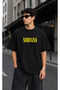 Nirvana Black Oversize T-Shirt with Front and Back Print Grunge Black Tshirt