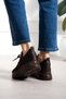 Brown Women's Lace Detailed Mesh Sneakers and Casual Women's Sports Shoes Women's Sneakers - 2