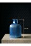 Premium - Metallic Blue - 10cm Tall - Striped Pampas Vase - Hand-Painted Craftsmanship