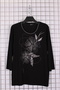 Women's Plus Size Lycra Crew Neck Printed Stoned Three-Quarter Sleeve Mom T-Shirt Combed Cotton Blouse - 2
