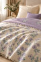 Premium Floral Patterned 100% Cotton Muslin Bedspread, Pique, 4 Seasons - 4