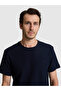 Navy Blue Slim Fit Pure Cotton Thin Ribbed Crew Neck T-Shirt 50328374-Vr033 - 2