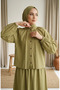 Hakim Collar Buttoned Hijab Double Set 2284-03 Oil Green - 3