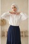 Bürümcük Fabric Elastic Waist Gathered Skirt 0561-03 Indigo - 3