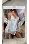 Visatin Women's White Satin Nightgown Dressing Gown Set - 2 Piece Dowry Lace Satin Set - 2