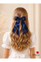 D’Arya Navy Blue Satin Long Ribbon Big Bow Hair Clip – Girls' Young Girls Dd806 - 2