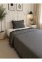 İnci Vintage Ruffled Anthracite Gray Smoked Bedspread Single Size - 2