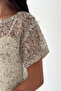 Women's Sequined Transparent Blouse and Undershirt Two-Piece Set Short Sleeve Stylish Top - 5