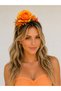 Orange Rose and Flower Detailed Hair Crown Handmade Festival Crown Bohemian Hair Accessory Wedding Henna Party Concept Floral Crown