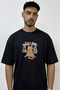 Grumpy Cat Design Printed Oversize Black T-Shirt