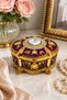Crystal Stone Oval Jewelry Box Velvet Interior Covered Gold Embroidered Jewelry Box Decorative Storage Box - 5