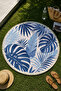 Round Beach Towel 150 cm Blue Tropical Leaf Pattern Printed Beach Towel - 2