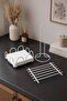 White Serving Presentation Set 3-Piece White Kitchen Towel Holder Napkin Holder Trivet 1St Class Stainless Steel - 2