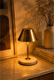Antique Gold Brass Table Lamp with Beige Marble Base - 3