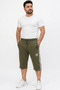 Men's Bermuda Capri Shorts with Zipper Pockets and Elastic Waist