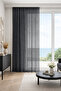 Vista Anthracite Tulle Curtain 260X250 Without Pile