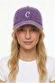 Purple Embroidered Washable Vintage Unisex Hat with Letter C - 2