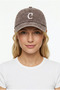 Letter C Brown Embroidered Washable Vintage Unisex Hat - 2