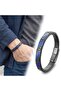 Blue and Black Leather Mesh and Steel Bracelet 18393B9D2