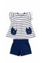 Baby Girl Cotton Summer Striped Cat Pocket Shorts Set – 6-24 Months - 2