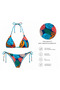 Vibrant palm print bikini set - 2