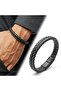 Black and White Leather Mesh Steel Bracelet 18393B4D1