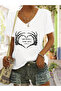 Women's Mix Printed V-Neck Sleeved Regular Fit Comfortable T-Shirt