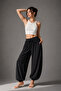 Women's Black Modal Fabric Flowy Shalwar Trousers - 5