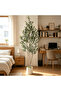 182 cm Artificial Olive Tree Double Trunk – Lifelike & Maintenance-Free with White Planter, Perfect for Living Room & Office