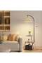 Nordic Curved Floor Lamp, Standing lamp With 3-Layer Side Table and Storage Drawer - 7