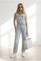Women's Light Blue Sleeveless Denim Jumpsuit with Pockets Tlm-19000174 - 3