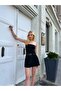 Women's Black Strapless Mini Dress with Shorts Yel0149 - 2