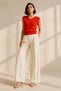 Orange Textured Knitted V-Neck 100% Cotton Women's Knitwear Blouse - 4