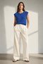 Cobalt Blue Back Slit Detailed Crew Neck 100% Cotton Women's Knitwear Blouse - 4