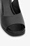 صندل نسائي من الجلد الطبيعي الأسود بكعب سميك مفتوح من الخلف - 3